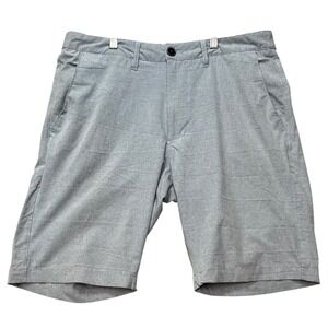 7Diamonds Performance Shorts Mens 32 Light Blue Heathered Stretch Golf Chino EUC
